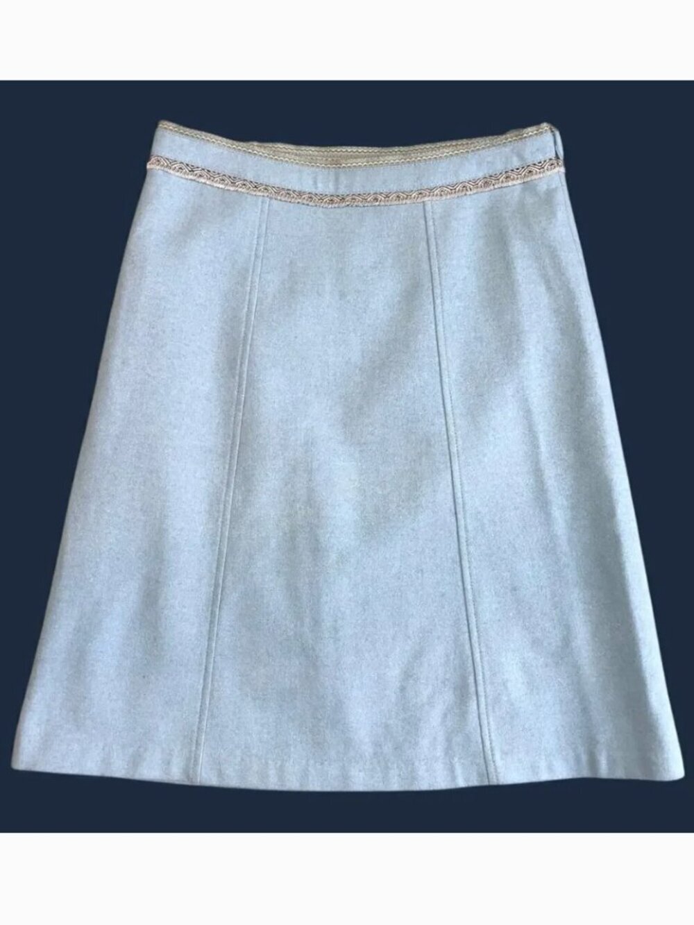Gap A-Line Wool Blend Blue Geometric Fringe skirt Size 6